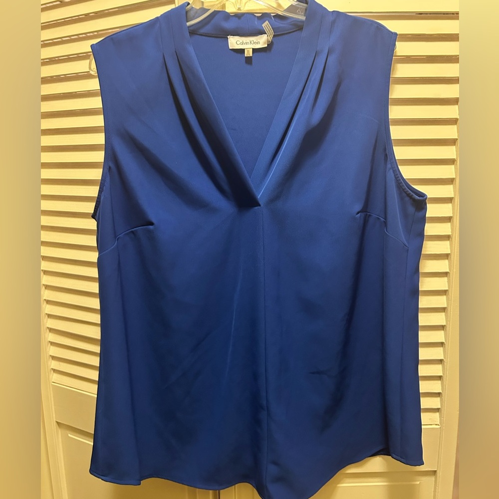Calvin Klein Royal Blue V-Neck Blouse